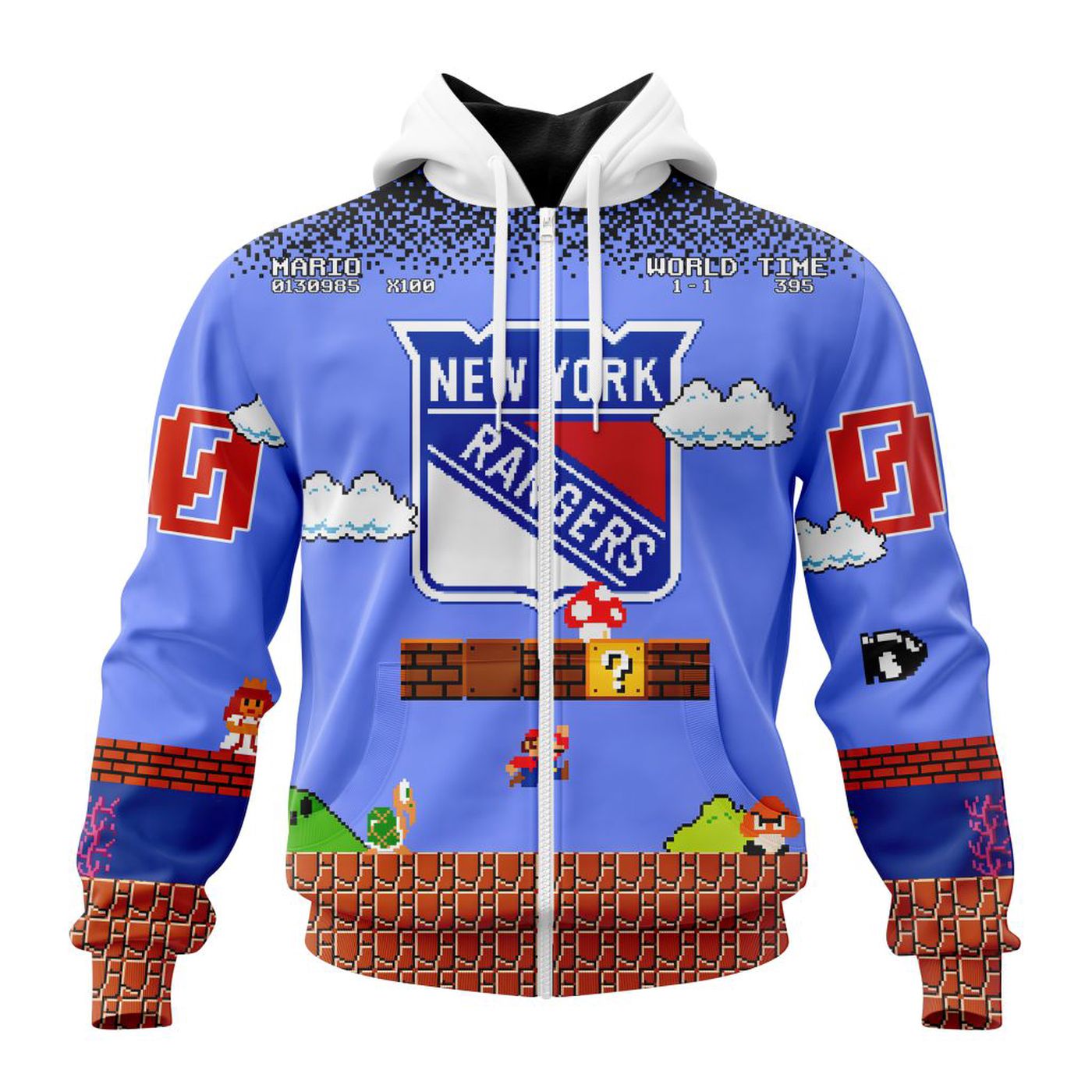 NHL New York Rangers Special Kits With Super Mario Game Design 3d Printed Hoodie 3d Printed Hoodie