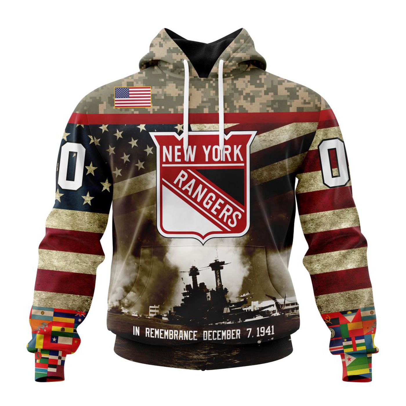 NHL New York Rangers | Specialized Unisex Kits Remember Pearl Harbor 3d Printed Hoodie 3d Printed Hoodie