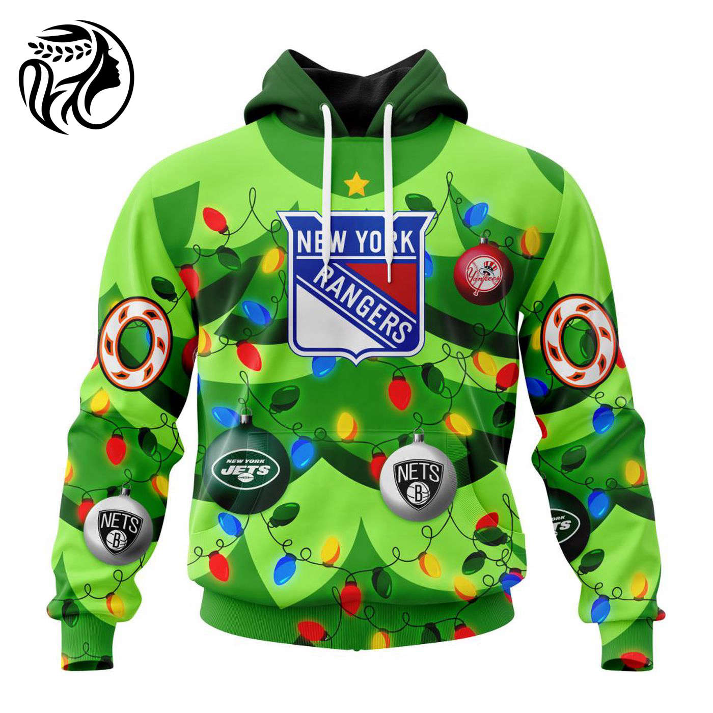 NHL New York Rangers | Specialized Unisex Kits With Unisex Kits With Christmass Tree Color And City’s Sport Teams 3d Printed Hoodie 3d Printed Hoodie