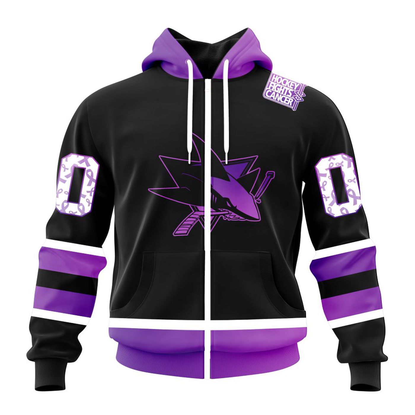 NHL San Jose Sharks Special Black Hockey Fights Cancer Kits ST2301 3d Printed Hoodie 3d Printed Hoodie