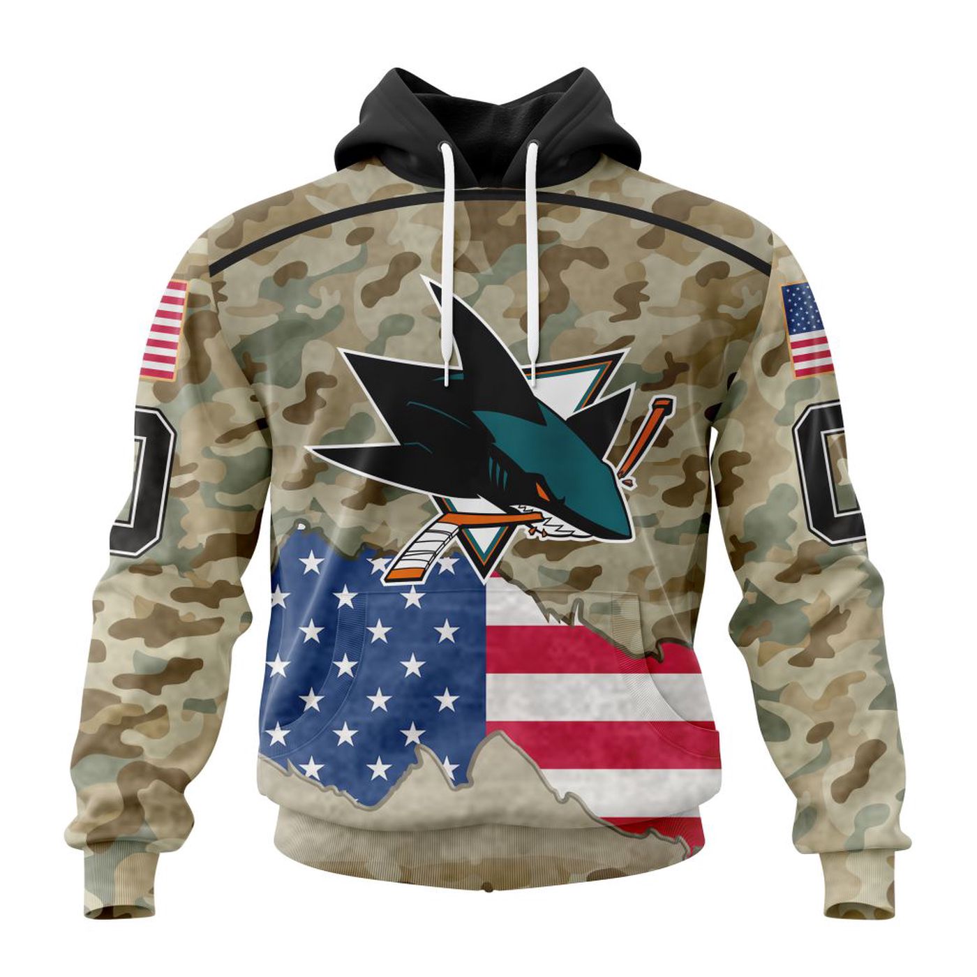 NHL San Jose Sharks | Specialized Kits For United State With Camo Color 3d Printed Hoodie 3d Printed Hoodie