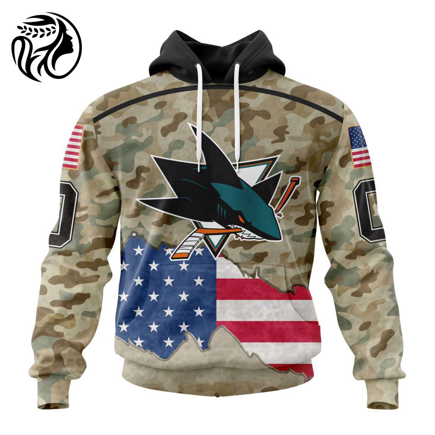 NHL San Jose Sharks | Specialized Kits For United State With Camo Color 3d Printed Hoodie 3d Printed Hoodie