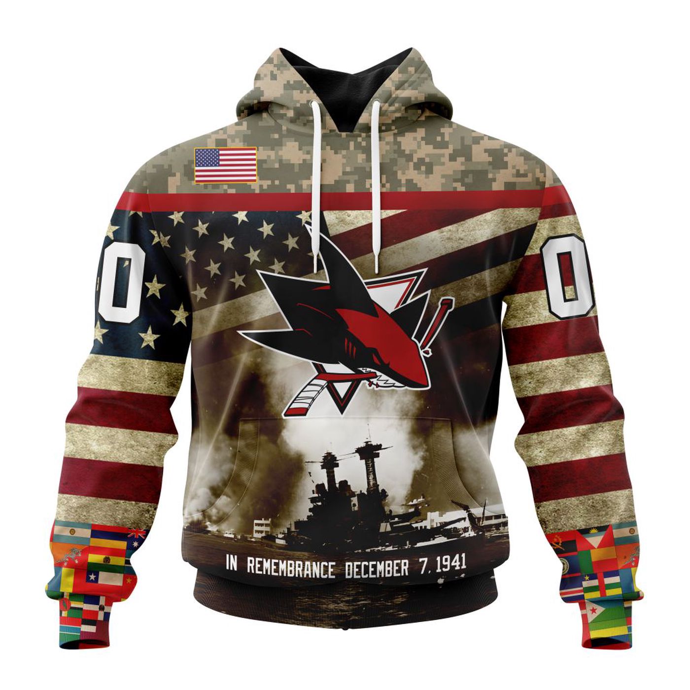 NHL San Jose Sharks | Specialized Unisex Kits Remember Pearl Harbor 3d Printed Hoodie 3d Printed Hoodie