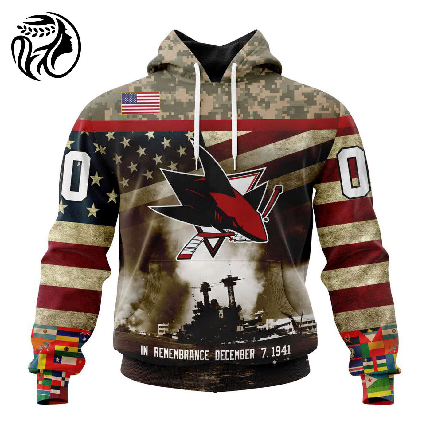 NHL San Jose Sharks | Specialized Unisex Kits Remember Pearl Harbor 3d Printed Hoodie 3d Printed Hoodie