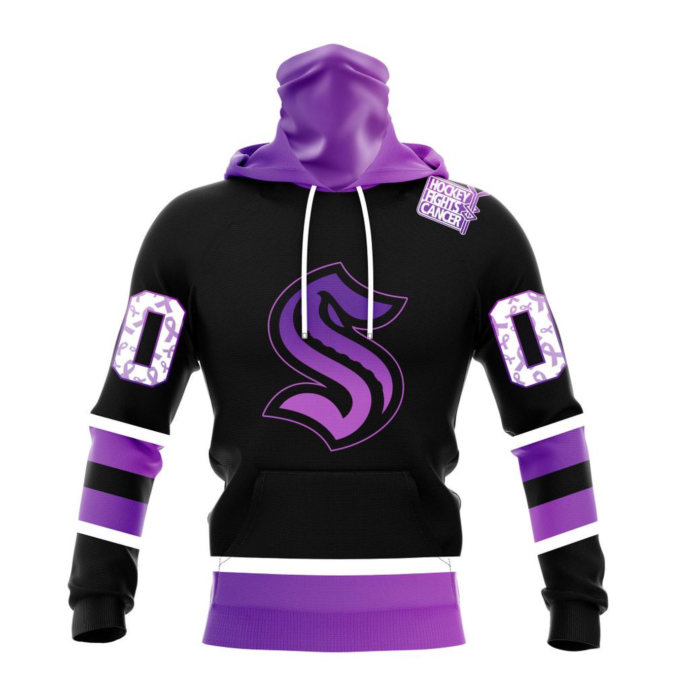 NHL Seattle Kraken Special Black Hockey Fights Cancer Kits ST2301 3d Printed Hoodie 3d Printed Hoodie