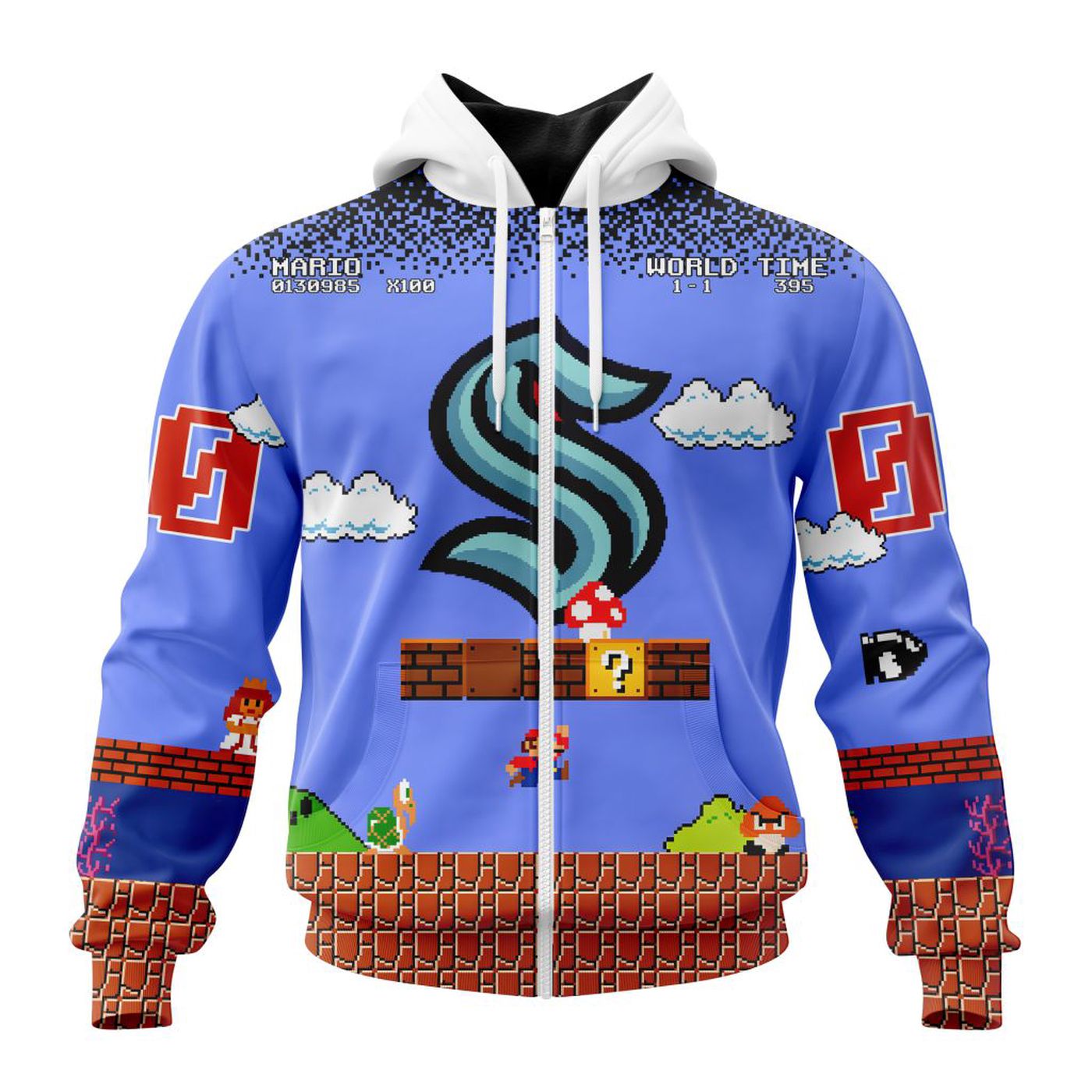 NHL Seattle Kraken Special Kits With Super Mario Game Design 3d Printed Hoodie 3d Printed Hoodie