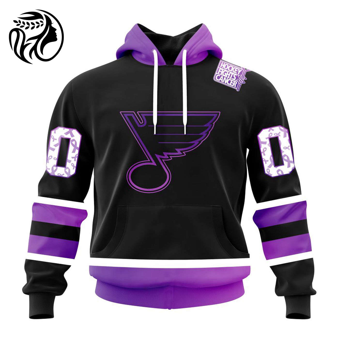 NHL St. Louis Blues Special Black Hockey Fights Cancer Kits ST2301 3d Printed Hoodie 3d Printed Hoodie