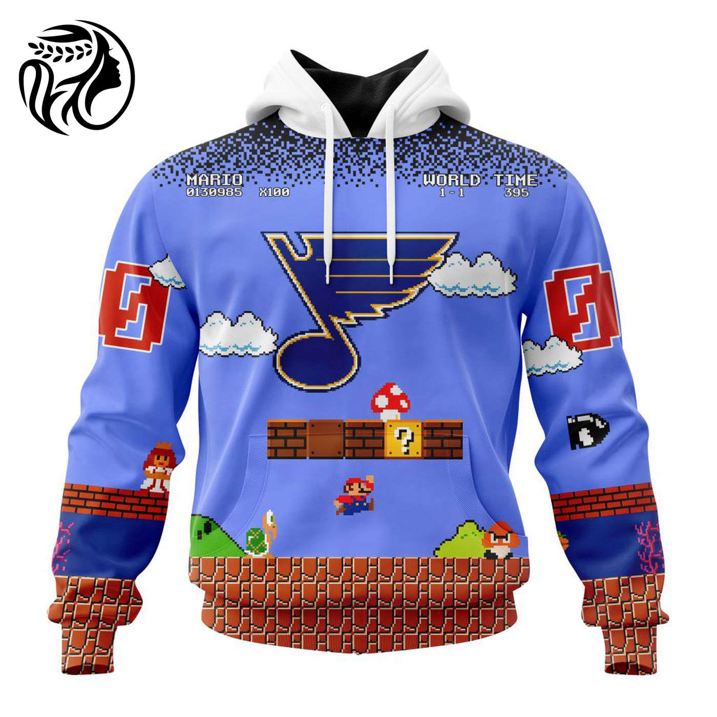 NHL St. Louis Blues Special Kits With Super Mario Game Design 3d Printed Hoodie 3d Printed Hoodie