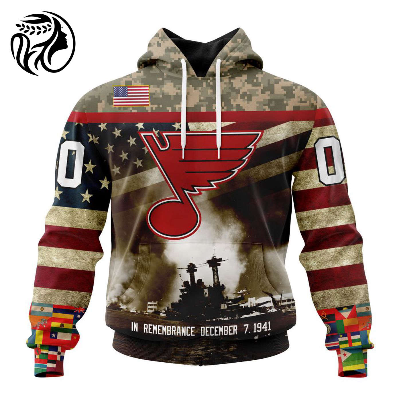 NHL St. Louis Blues | Specialized Unisex Kits Remember Pearl Harbor 3d Printed Hoodie 3d Printed Hoodie