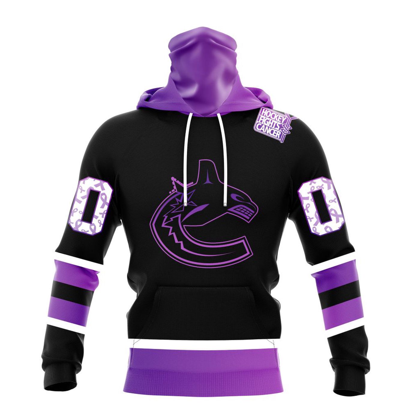 NHL Vancouver Canucks Special Black Hockey Fights Cancer Kits ST2301 3d Printed Hoodie 3d Printed Hoodie