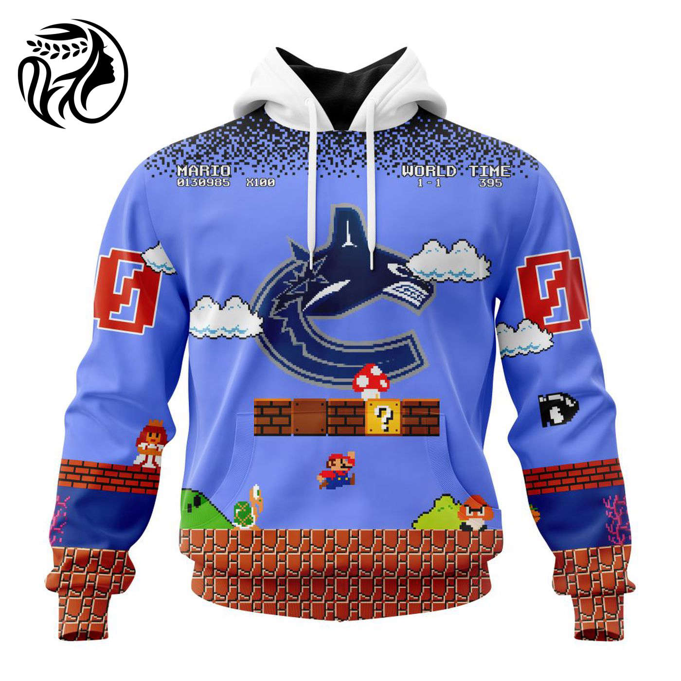 NHL Vancouver Canucks Special Kits With Super Mario Game Design 3d Printed Hoodie 3d Printed Hoodie