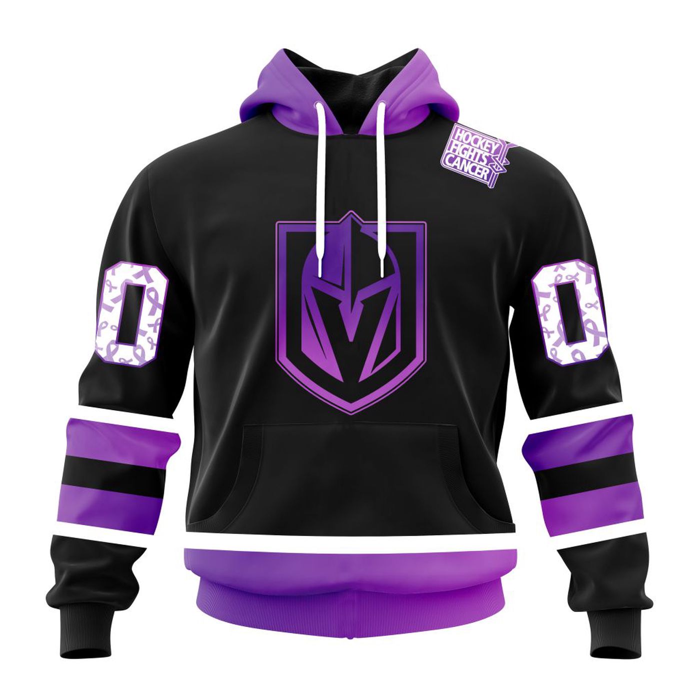 NHL Vegas Golden Knights Special Black Hockey Fights Cancer Kits ST2301 3d Printed Hoodie 3d Printed Hoodie