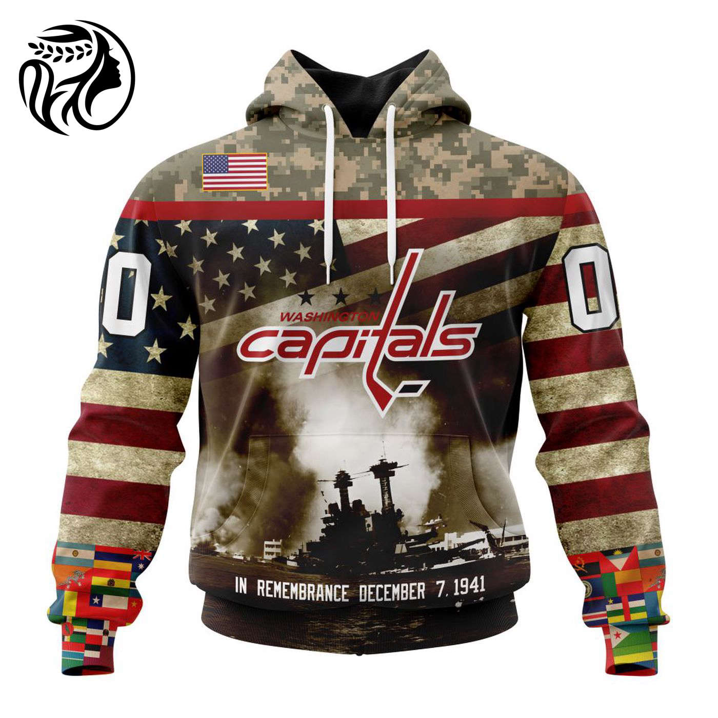 NHL Washington Capitals | Specialized Unisex Kits Remember Pearl Harbor 3d Printed Hoodie 3d Printed Hoodie