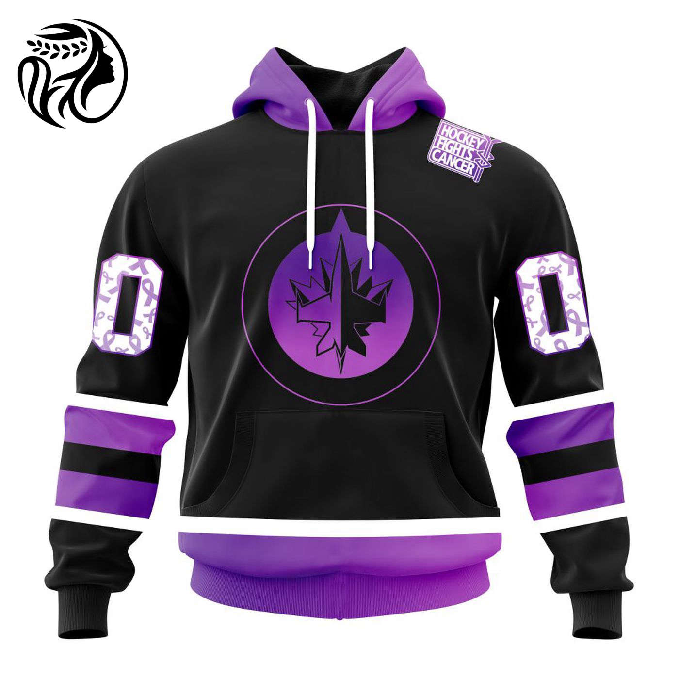 NHL Winnipeg Jets Special Black Hockey Fights Cancer Kits ST2301 3d Printed Hoodie 3d Printed Hoodie