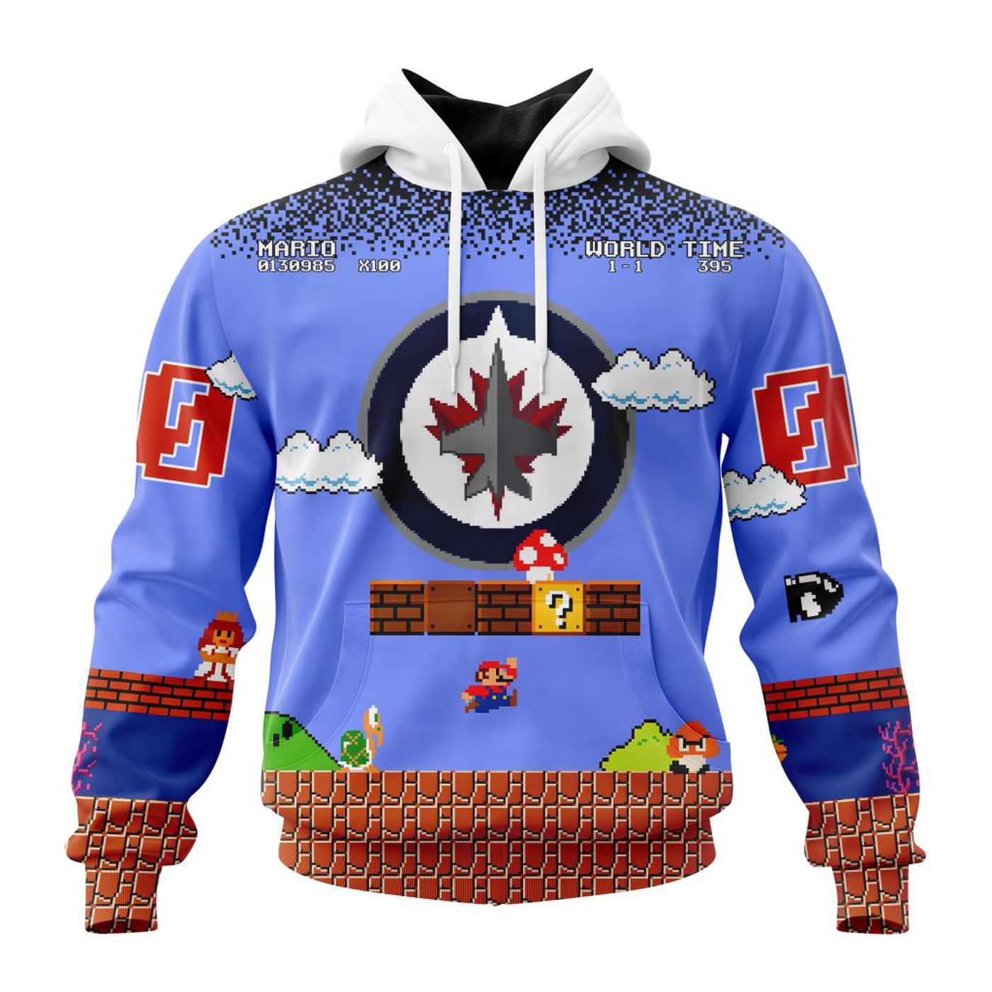 NHL Winnipeg Jets Special Kits With Super Mario Game Design 3d Printed Hoodie 3d Printed Hoodie