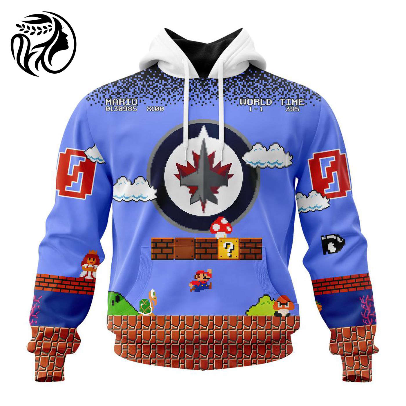 NHL Winnipeg Jets Special Kits With Super Mario Game Design 3d Printed Hoodie 3d Printed Hoodie