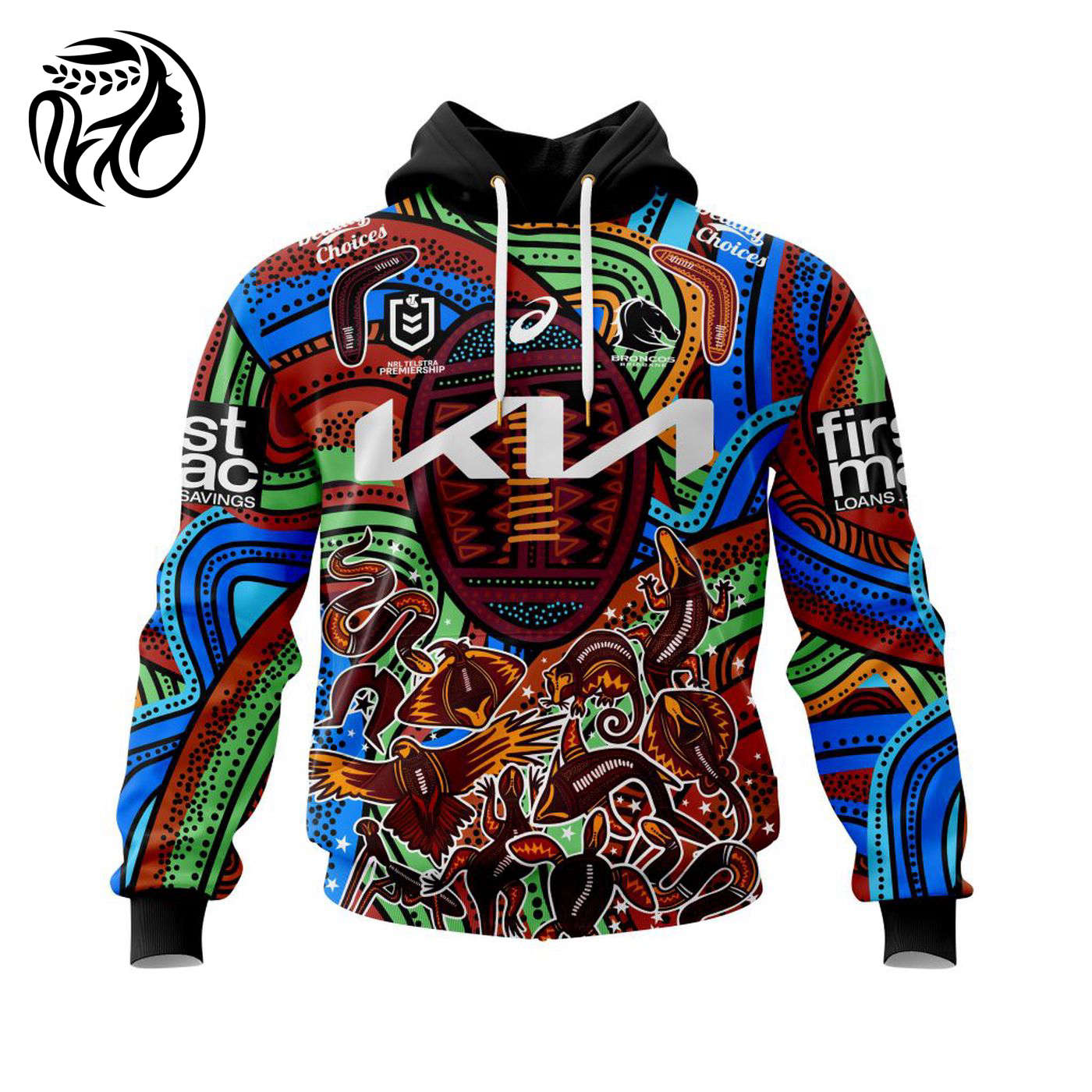 NRL Brisbane Broncos Indigenous Kits 2022 3d Printed Hoodie 3d Printed Hoodie
