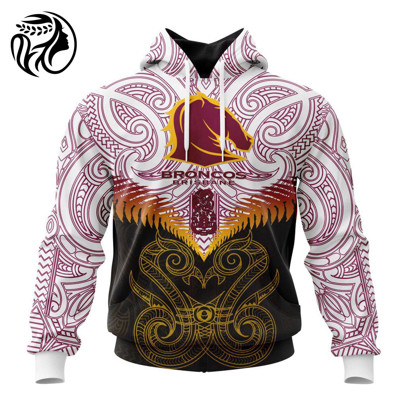NRL Brisbane Broncos Maori Manaia Special Kits ST2201 3d Printed Hoodie 3d Printed Hoodie