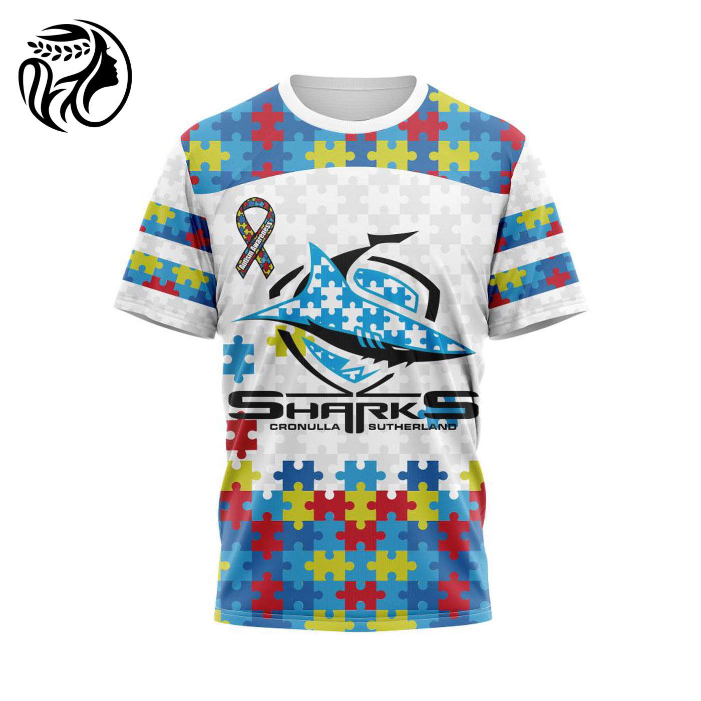 NRL Cronulla-Sutherland Sharks Autism Awareness | Concept Kits 3d Printed Hoodie 3d Printed Hoodie