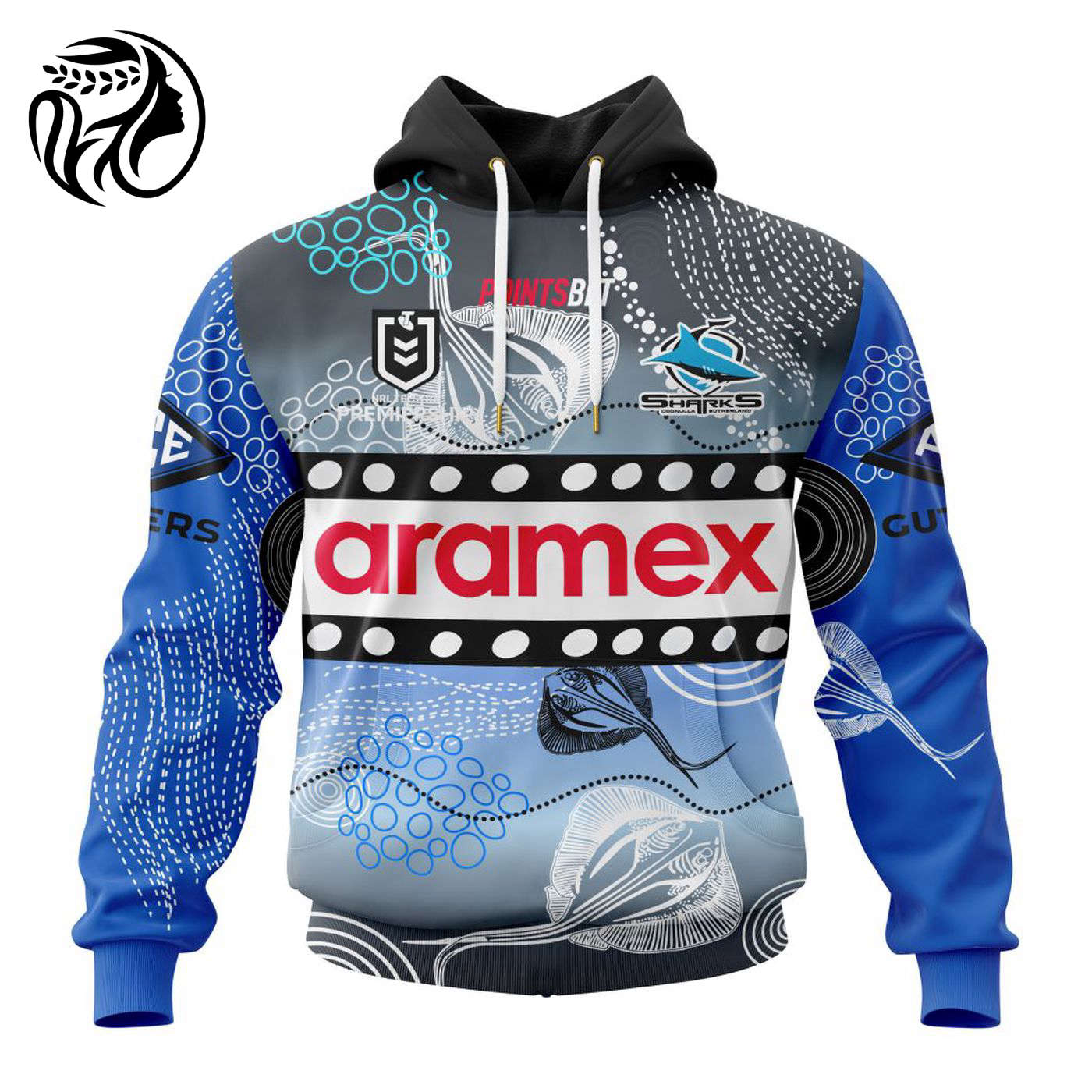 NRL Cronulla-Sutherland Sharks Personalized 2024 Indigenous Home Kits 3d Printed Hoodie 3d Printed Hoodie