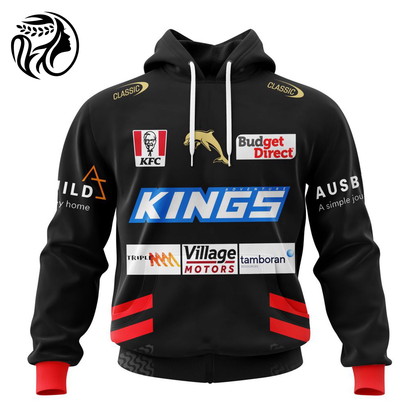 NRL DOLPHINS 2023 Training Black Kits 3d Printed Hoodie 3d Printed Hoodie