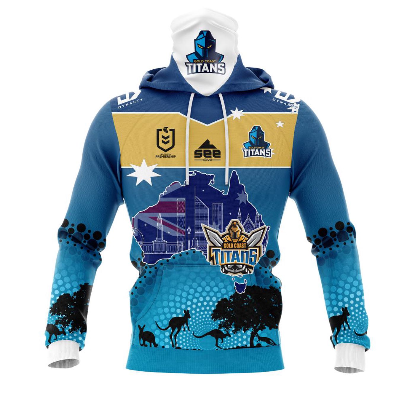 NRL Gold Coast Titans | Specialized Concepts For Australia’s Day Kits V0122 3d Printed Hoodie 3d Printed Hoodie