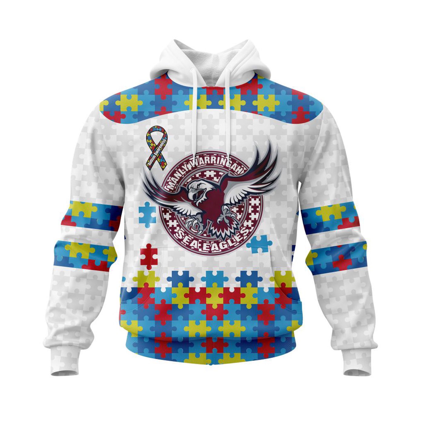 NRL Manly Warringah Sea Eagles Autism Awareness | Concept Kits 3d Printed Hoodie 3d Printed Hoodie