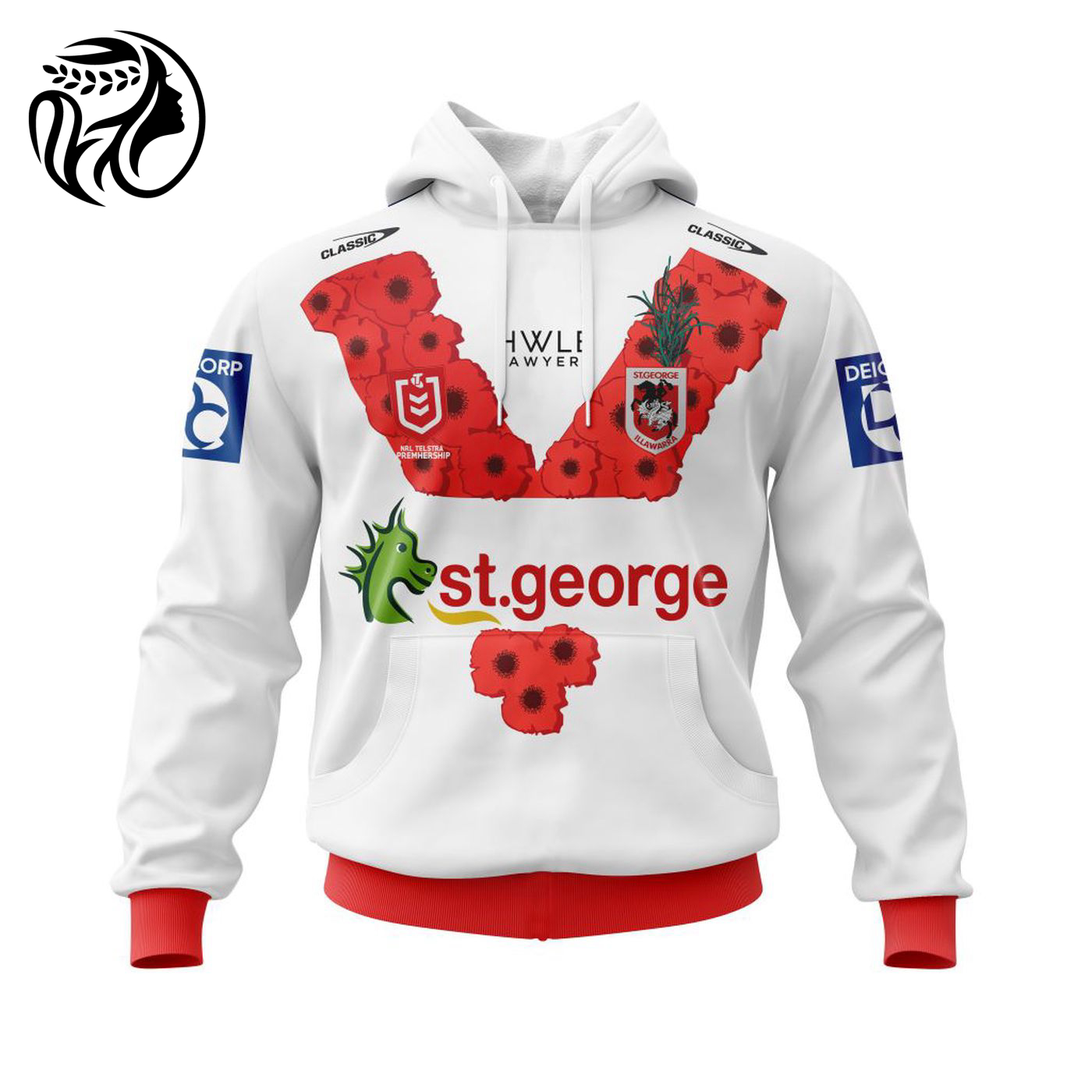 NRL St. George Illawarra Dragons ANZAC Day Kits 2022 3d Printed Hoodie 3d Printed Hoodie