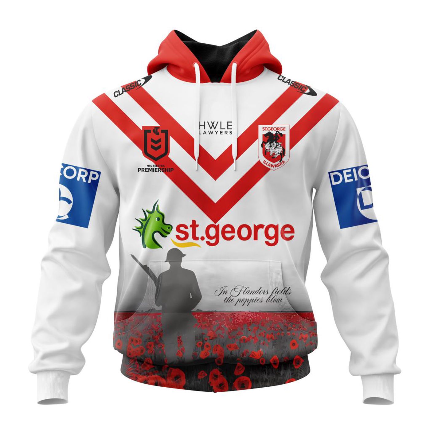 NRL St. George Illawarra Dragons Special ANZAC Day Kits 2023 3d Printed Hoodie 3d Printed Hoodie