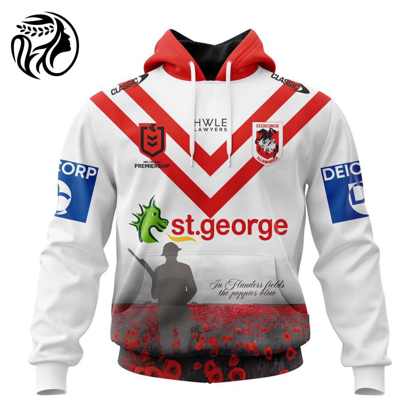 NRL St. George Illawarra Dragons Special ANZAC Day Kits 2023 3d Printed Hoodie 3d Printed Hoodie