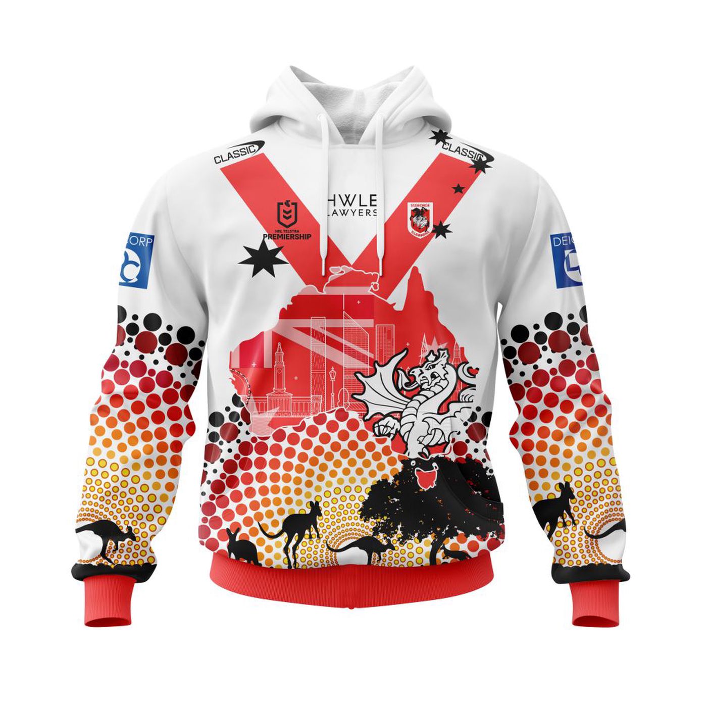 NRL St. George Illawarra Dragons | Specialized Concepts For Australia’s Day Kits V0122 3d Printed Hoodie 3d Printed Hoodie