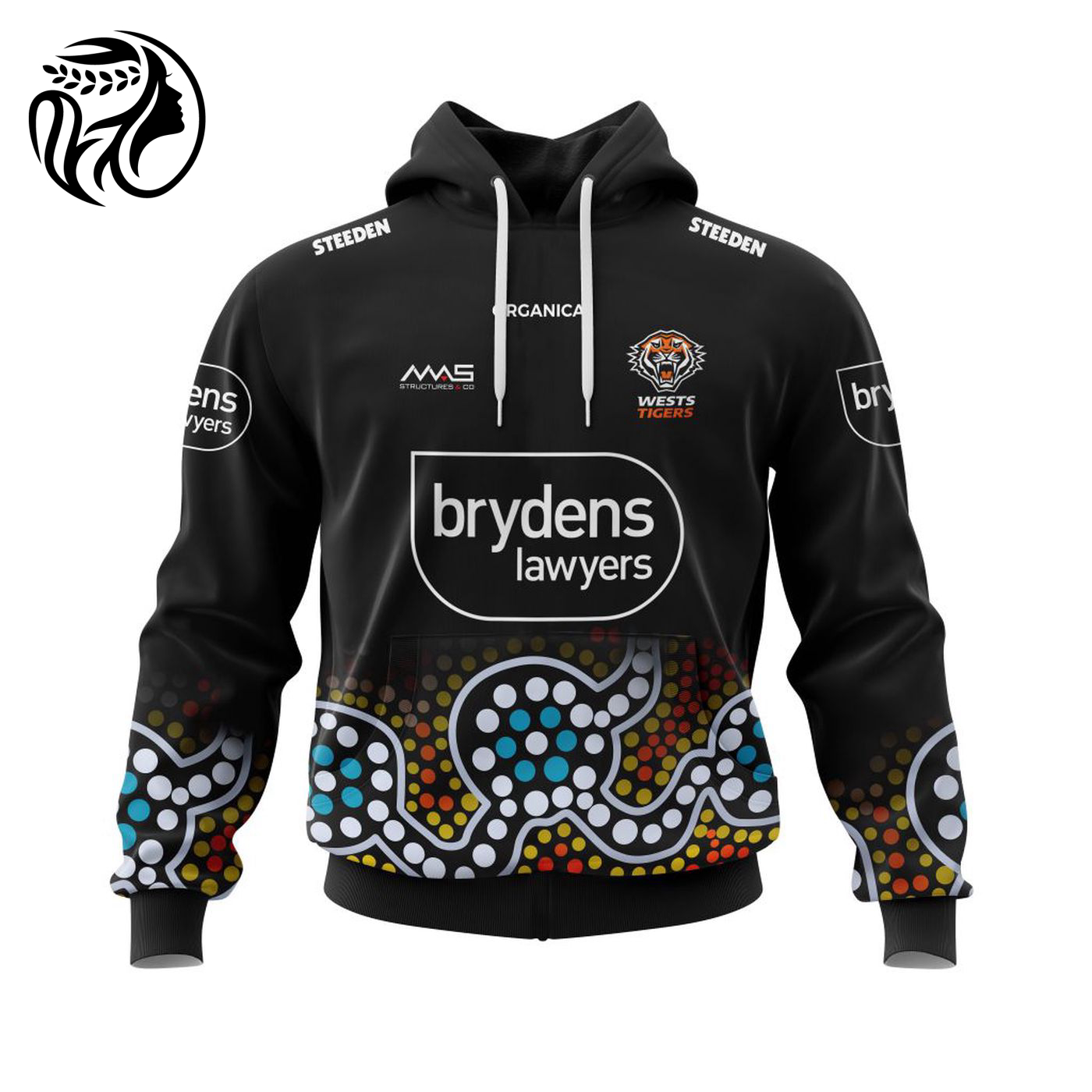 NRL WESTS TIGERS 2022  Run Out Kits with Water Flow Artwork 3d Printed Hoodie 3d Printed Hoodie