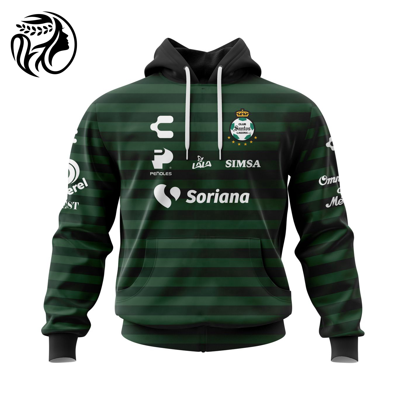 Personalise Liga MX Santos Laguna 2021/22 Home kits 3d Printed Hoodie